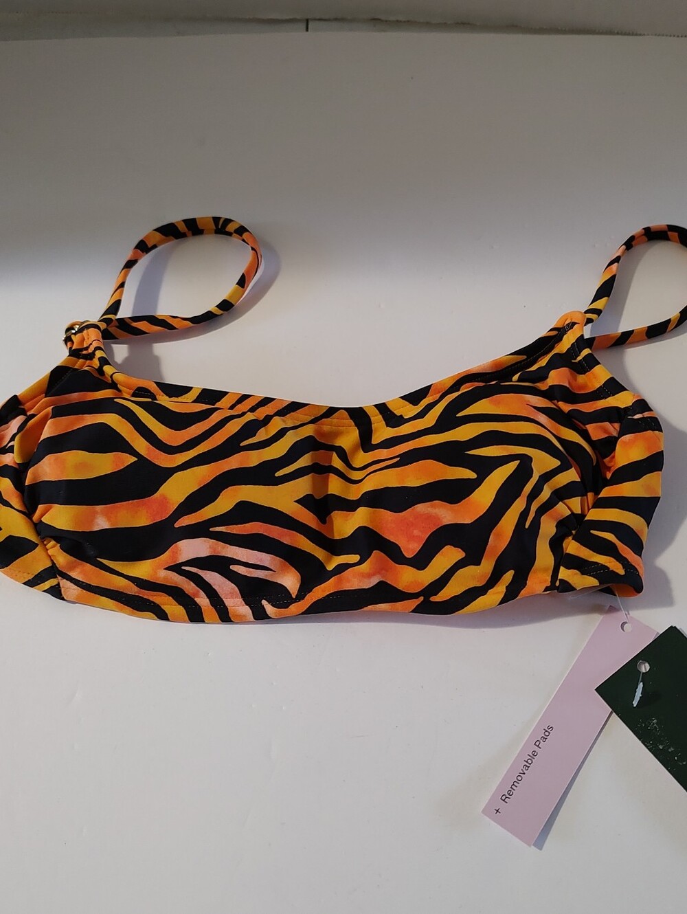 Wild Fable Bralette Orange & Black Animal Print Bikini Top Size XXS (00) (I2)